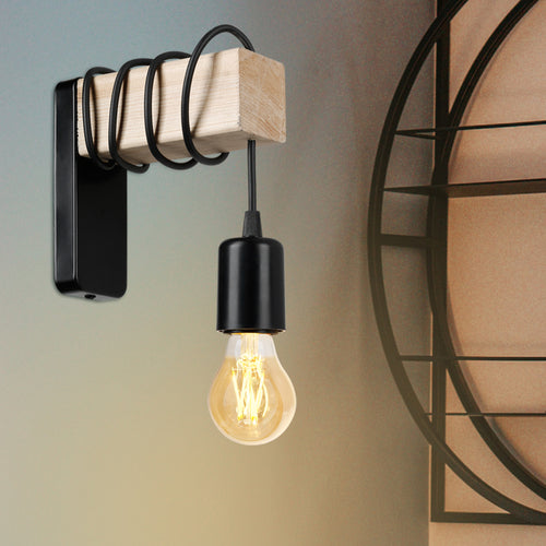 Lampada da Parete 'Chelmsford' Senza Paralume Applique in Metallo e Legno [lux.pro]