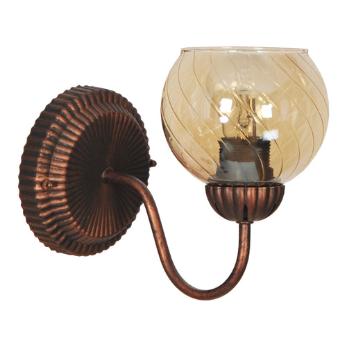 Lampada da Parete 'Marlow' con Luce Diretta verso l'Alto Applique con Paralume Sferico in Vetro Decorativo - color Rame / Miele - lux.pro