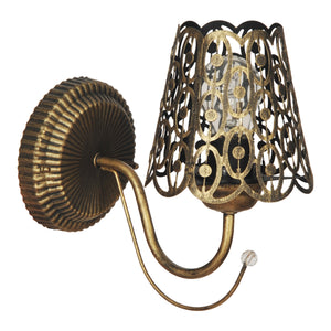 Lampada da Parete 'Finedon' a Braccio Curvo e Sfera di Cristallo Applique con Paralume Conico Traforato  - vari colori - lux.pro
