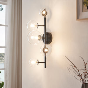 Lampada da Parete Makkor con 5 Paralumi Sferici in Vetro - Vari Colori lux.pro