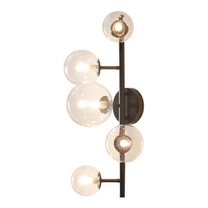 Lampada da Parete Makkor con 5 Paralumi Sferici in Vetro - Vari Colori lux.pro