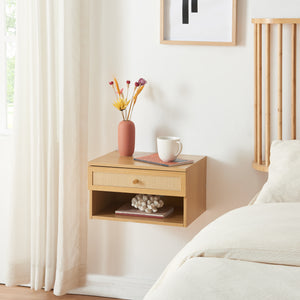 Comodino da Parete Eiker con Cassetto e Scomparto 40x32x23 cm [en.casa]