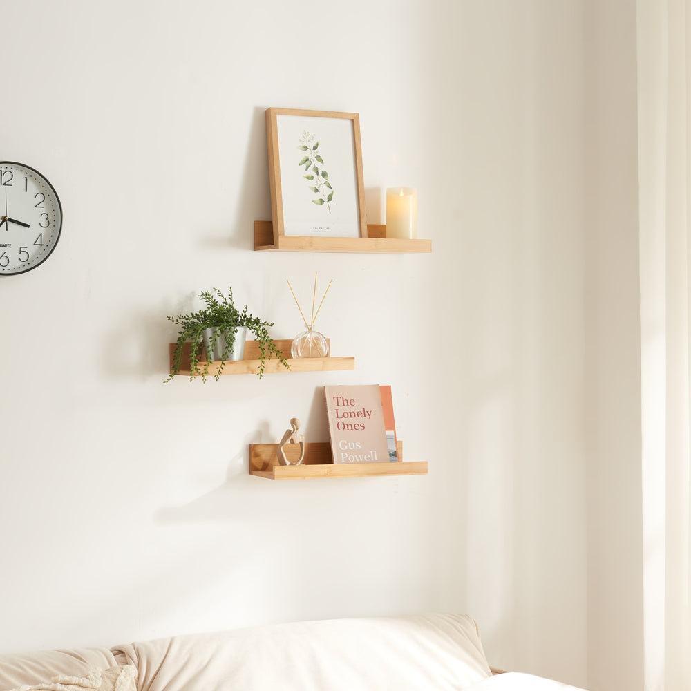 Wandregalset Gildeskål 3er Set 40x13x7cm Bambus [en.casa] - premiumXL