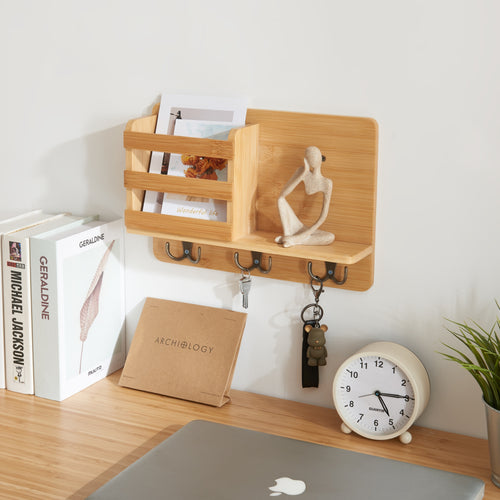 Mensola da parete Giske 33x8x22 cm bambù [en.casa] - premiumXL