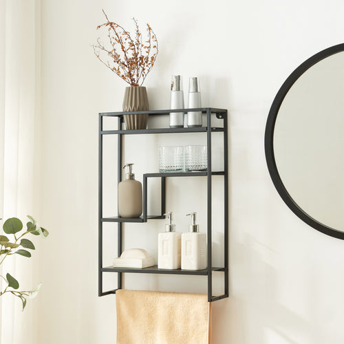 Mensola da parete Uurainen 60x40x13 cm Nero [en.casa]