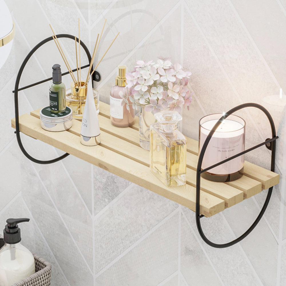 Mensola da parete Oulu con struttura in metallo nero/naturale in varie misure [en.casa] - premiumXL