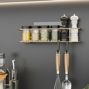 Mensola portaspezie Naantali con 2 ganci color oro [en.casa] - premiumXL