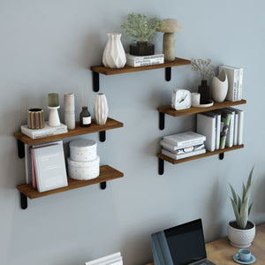 Mensola da parete Frogn set da 5 colori legno/nero [en.casa]