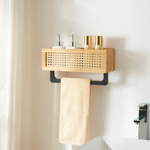 Mensola da parete Tervola 36x13x19 cm bambù effetto rattan [en.casa] - premiumXL