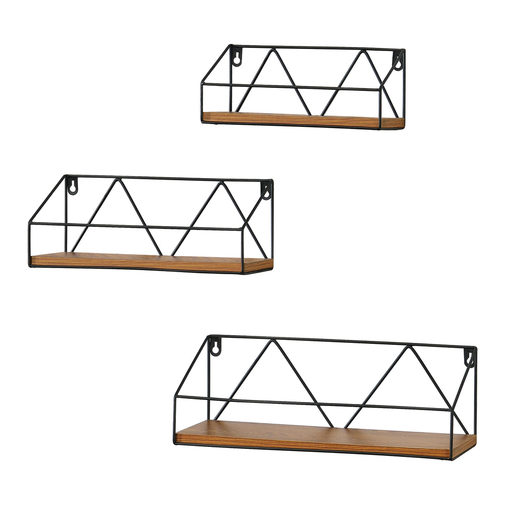 Mensola da parete Kolding 3 pz. varie dimensioni tono legno scuro en.casa - premiumXL