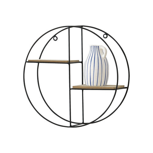 Mensola da parete Lily 35x12x35 cm design rotondo con 2 ripiani nero en.casa