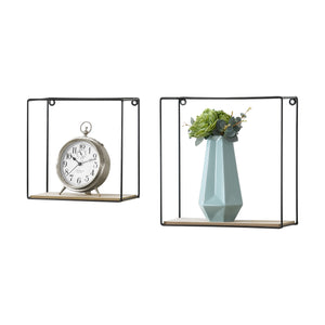 Mensola da parete Eden 30x12x30 cm / 24x12x24 cm set 2 pezzi ripiani nero en.casa