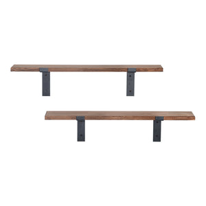 Set di 2 Mensole da Muro 'Løgstør' Consolle da Parete in Legno di Pino con Staffe  - Vari Colori [en.casa]