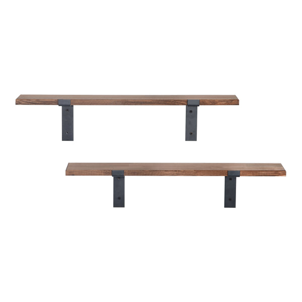 Set di 2 Mensole da Muro 'Løgstør' Consolle da Parete in Legno di Pino con Staffe  - Vari Colori [en.casa]