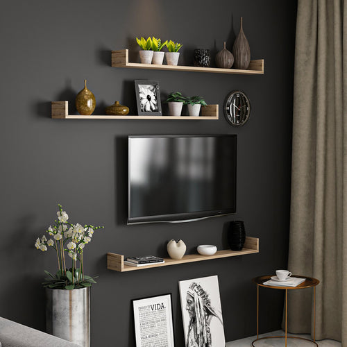 Set di 3 Mensole da Muro 'Arden' a Forma di U - Vari Colori [en.casa]