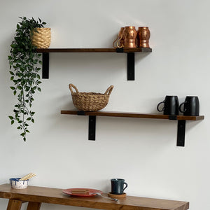 Set di 2 Mensole da Muro 'Løgstør' Consolle da Parete in Legno di Pino con Staffe  - Vari Colori [en.casa]