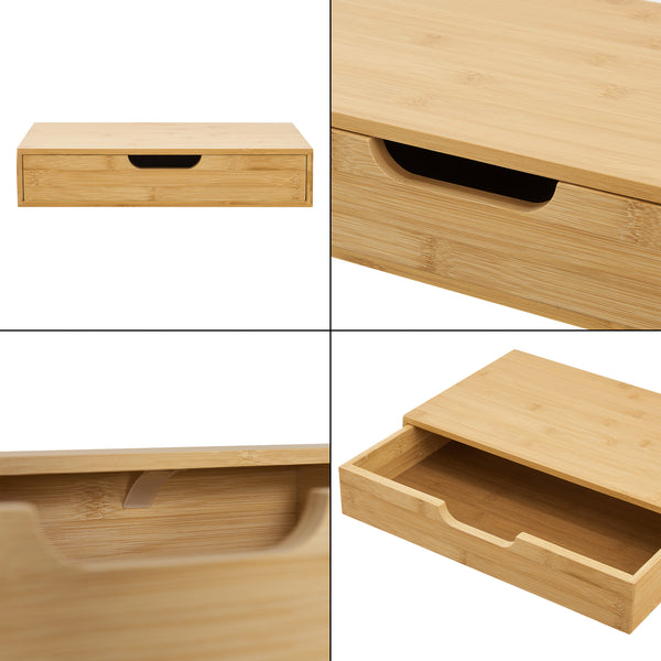 Mensola Bokn con Cassetto Integrato 40 x 24 x 8 cm Bambù - Vari colori [en.casa] 