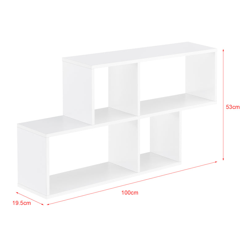 Schizzo in scala Mensola a Parete Bryne con 4 Vani Ripiani Portaoggetti 100 x 19,5 x 53 cm [en.casa]