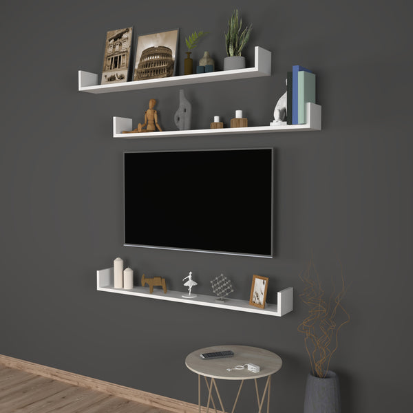 Set 'Höganäs' 3 Mensole da Muro - Consolli Pensili con Piano d'Appoggio a Forma di U - Vari Colori e Misure [en.casa] 