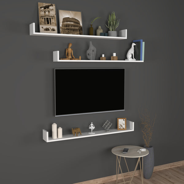 Set 'Höganäs' 3 Mensole da Muro - Consolli Pensili con Piano d'Appoggio a Forma di U - Vari Colori e Misure [en.casa] 
