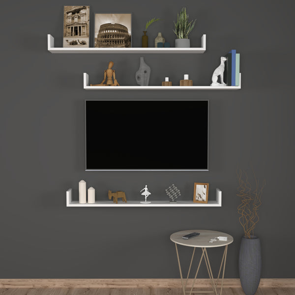 Set 'Höganäs' 3 Mensole da Muro - Consolli Pensili con Piano d'Appoggio a Forma di U - Vari Colori e Misure [en.casa] 