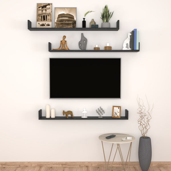 Set 'Höganäs' 3 Mensole da Muro - Consolli Pensili con Piano d'Appoggio a Forma di U - Vari Colori e Misure [en.casa] 