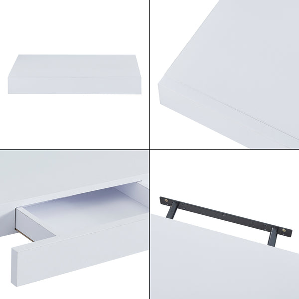 Mensola Hyvinkää con Cassetto Integrato Comodino Sospeso 39,5 x 25 x 5 cm - Vari colori [en.casa]