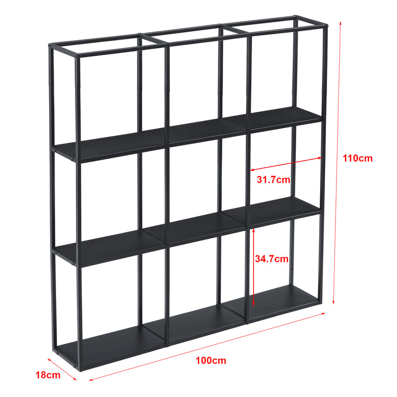 Schizzo in scala Scaffale da Parete Jelsa in Ferro Libreria Sospesa con 9 Scomparti [en.casa]
