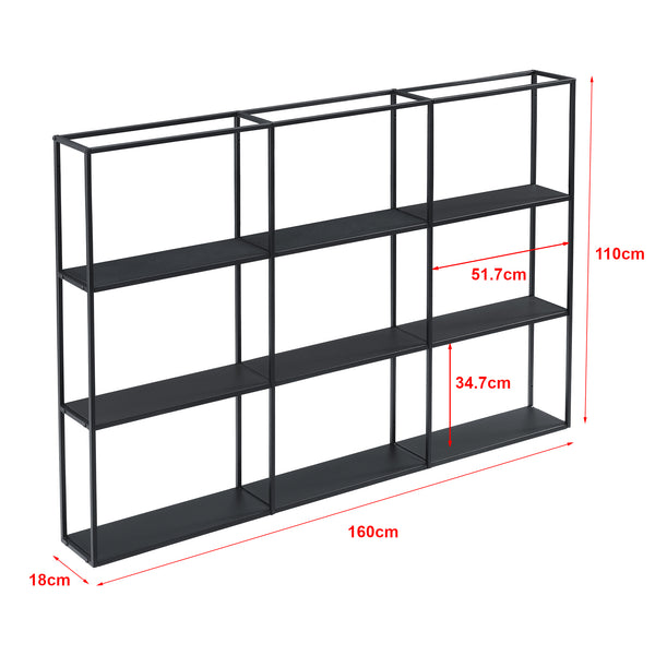 Scaffale da Parete Jelsa in Ferro Libreria Sospesa con 9 Scomparti [en.casa]