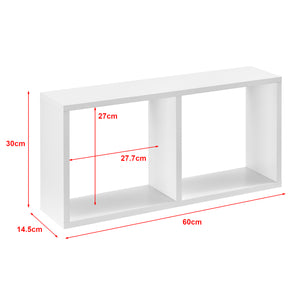 Mensola da Parete / da Muro con 2 Scomparti a Cubo 60 x 14,5 x 30 cm Scaffale / Consolle Pensile con Ripiani Portaoggetti Libreria - Vari Colori