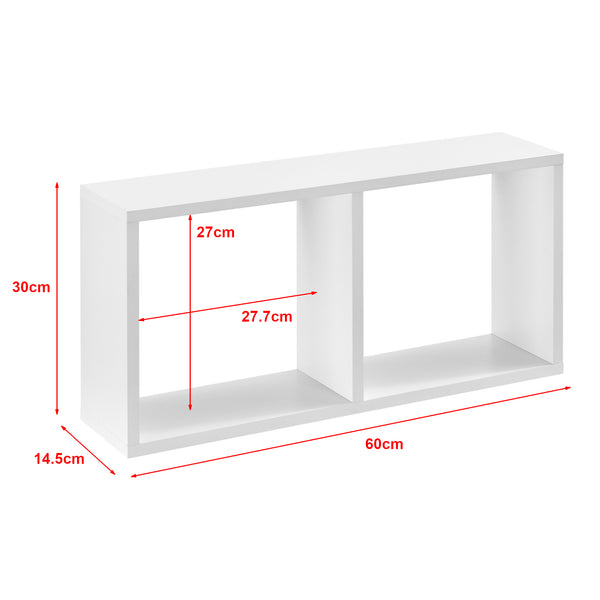 Mensola da Parete / da Muro con 2 Scomparti a Cubo 60 x 14,5 x 30 cm Scaffale / Consolle Pensile con Ripiani Portaoggetti Libreria - Vari Colori