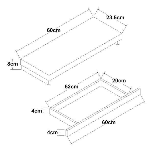 Mensola Karkkila con Cassetto Integrato Comodino Sospeso 60 x 23,5 x 8 cm - Vari colori [en.casa] 