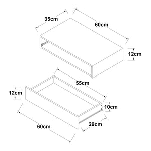 Mensola Kärsämäki con Cassetto Comodino Sospeso 60 x 35 x 12 cm - Vari Colori [en.casa] 