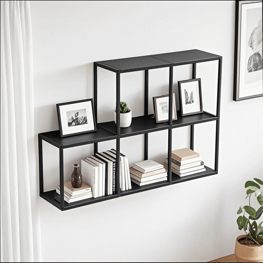 Set Nostened di Mensole da Muro 28 x 28 x 20 cm in Acciaio - Nero [en.casa]