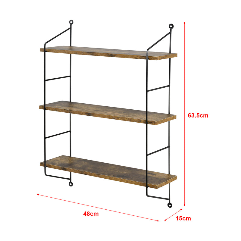 Schizzo in scala Scaffale da Parete Ösel a 3 Ripiani Regolabili 48 x 15 x 63.5 cm - Vari Colori [en.casa]