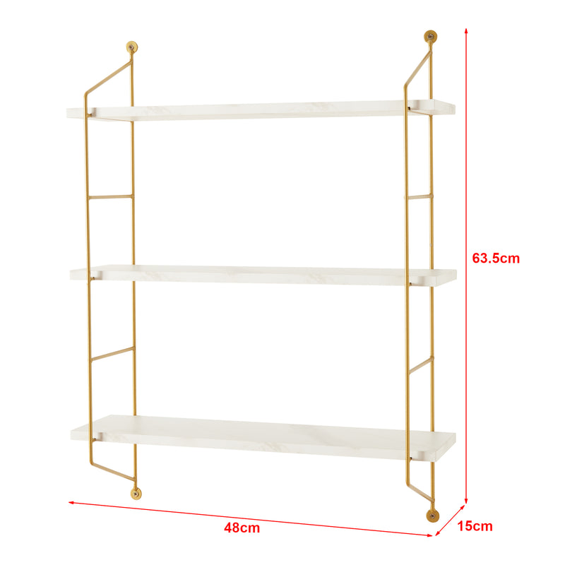 Schizzo in scala Scaffale da Parete Ösel a 3 Ripiani Regolabili 48 x 15 x 63.5 cm - Vari Colori [en.casa]