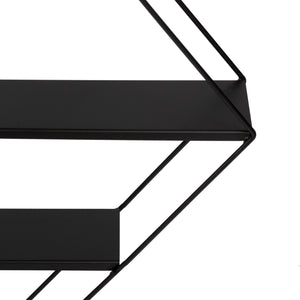 Scaffale Pensile a Forma di Piramide / Rombo Consolle Triangolare / Romboidale a Muro con 3 Ripiani Mensola da Parete in Metallo Nero [en.casa] 