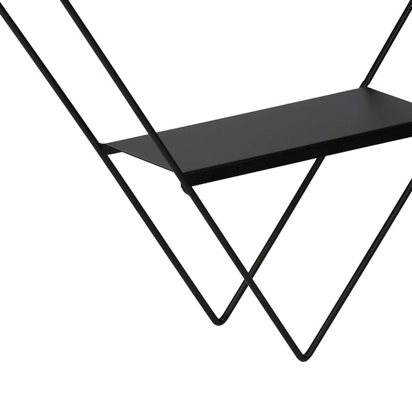 Scaffale Pensile a Forma di Piramide / Rombo Consolle Triangolare / Romboidale a Muro con 3 Ripiani Mensola da Parete in Metallo Nero [en.casa] 