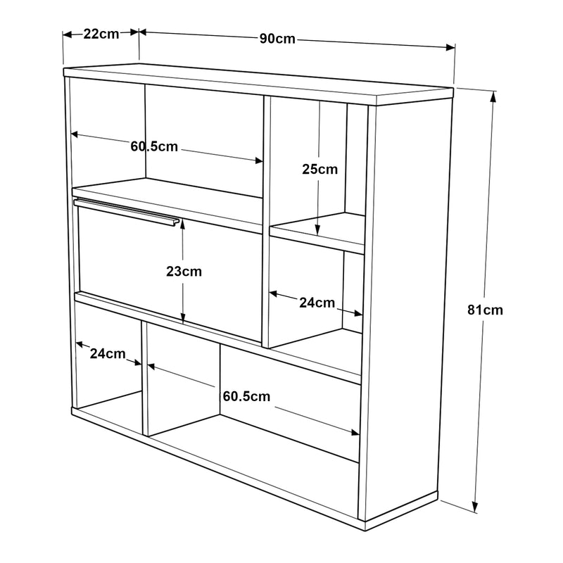 Schizzo in scala Scaffale da Parete Vesanto 90 x 22 x 81 cm [en.casa]