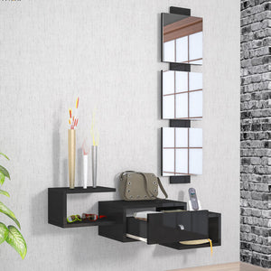 Set da Ingresso 'Brædstrup' Composto di Specchio e Mensola da Muro con Ripiani e Cassetto - Vari Colori [en.casa]