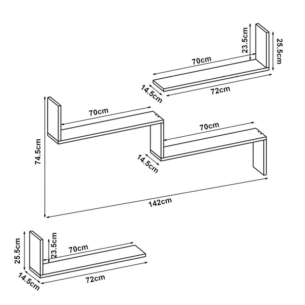 Set di mensole da parete 3 pz. Vepinshul [en.casa]