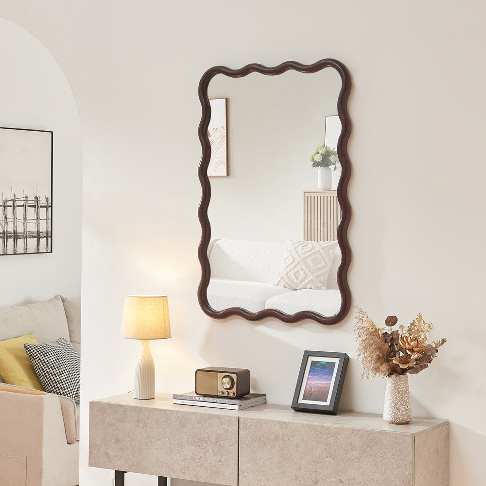 Specchio da parete Porloskid 90x60 cm marrone scuro [en.casa] - premiumXL