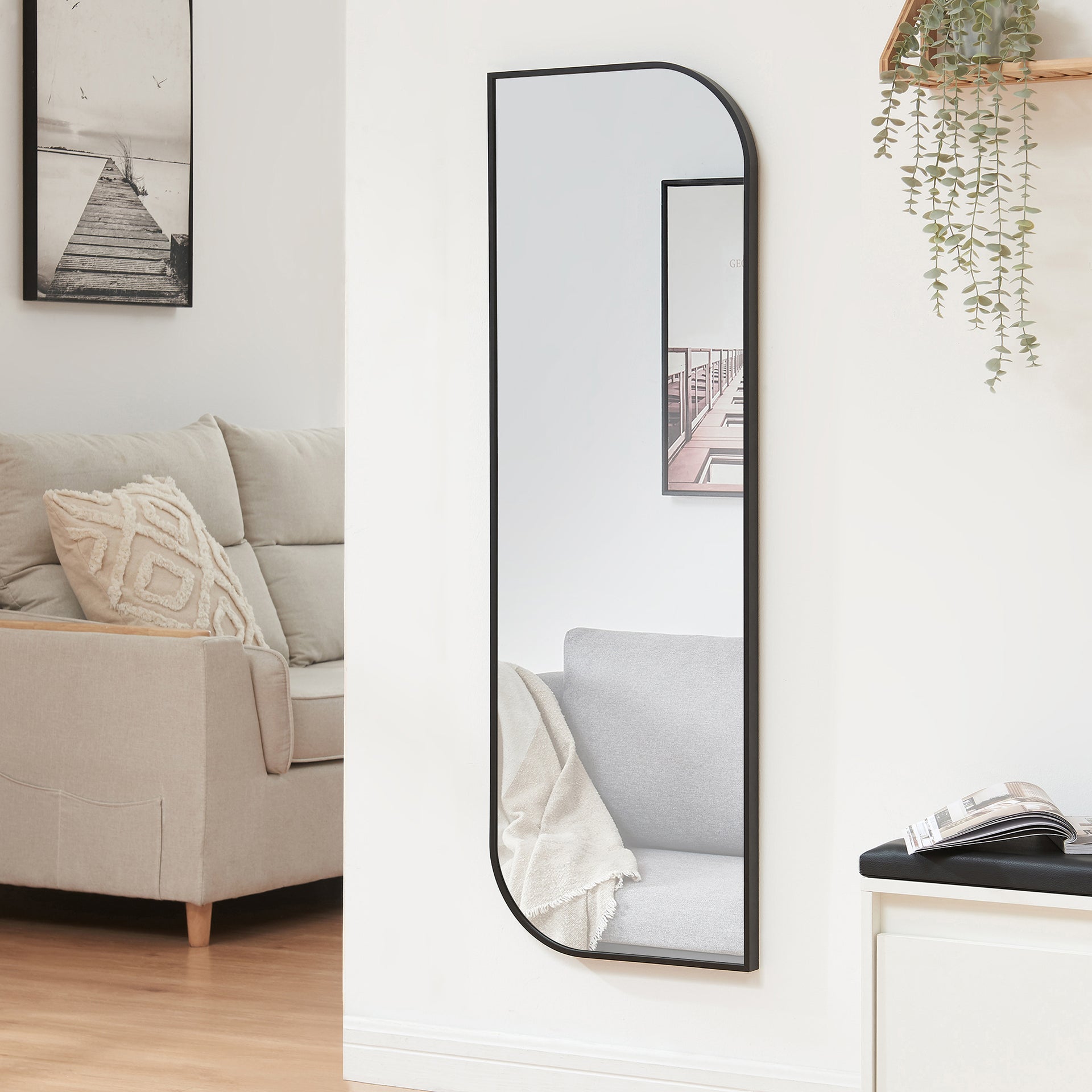 Anpark Specchio Da Parete A Finestra 76,2x101,6 Cm - Cornice In Alluminio Bronzo, Vetro Antiscoppio - 3