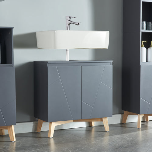 Mobiletto sottolavabo Overath 60x60x30cm grigio [en.casa] - premiumXL