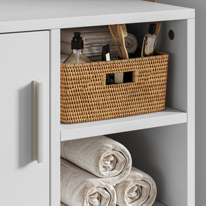 Mobile Sottolavabo Kulaik da Bagno ad Anta e 3 Scomparti Aperti 51 x 60 x 32 cm - Bianco [en.casa] 