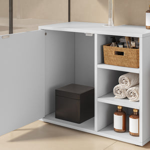 Mobile Sottolavabo Kulaik da Bagno ad Anta e 3 Scomparti Aperti 51 x 60 x 32 cm - Bianco [en.casa] 