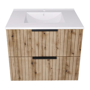 Mobile Sottolavabo Veppenssan con Lavabo e 2 Cassetti - Effetto Rovere - Varie Misure [en.casa]