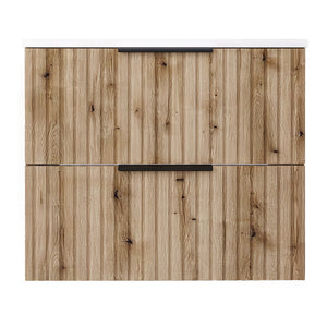 Mobile Sottolavabo Veppenssan con Lavabo e 2 Cassetti - Effetto Rovere - Varie Misure [en.casa]