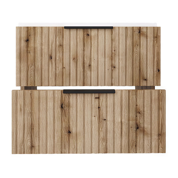 Mobile Sottolavabo Veppenssan con Lavabo e 2 Cassetti - Effetto Rovere - Varie Misure [en.casa]