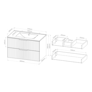 Mobile Sottolavabo Veppenssan con Lavabo e 2 Cassetti - Effetto Rovere - Varie Misure [en.casa]
